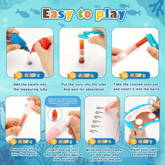 Color Science Activity DIY Craft for Kids Ages 5-10 Animal Mask Painting Kit Color Mixing Game (Blue)