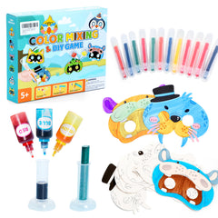 Color Science Activity DIY Craft for Kids Ages 5-10 Animal Mask Painting Kit Color Mixing Game (Blue)