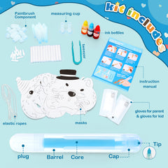 Color Science Activity DIY Craft for Kids Ages 5-10 Animal Mask Painting Kit Color Mixing Game (Blue)