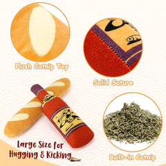 CiyvoLyeen 2PCS Catnip Toy, Bread Wine Bottle Cat