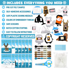 CiyvoLyeen Polar Animals Sewing Kit for Kids, 14PCS  DIY Educational Gift for Boys and Girls